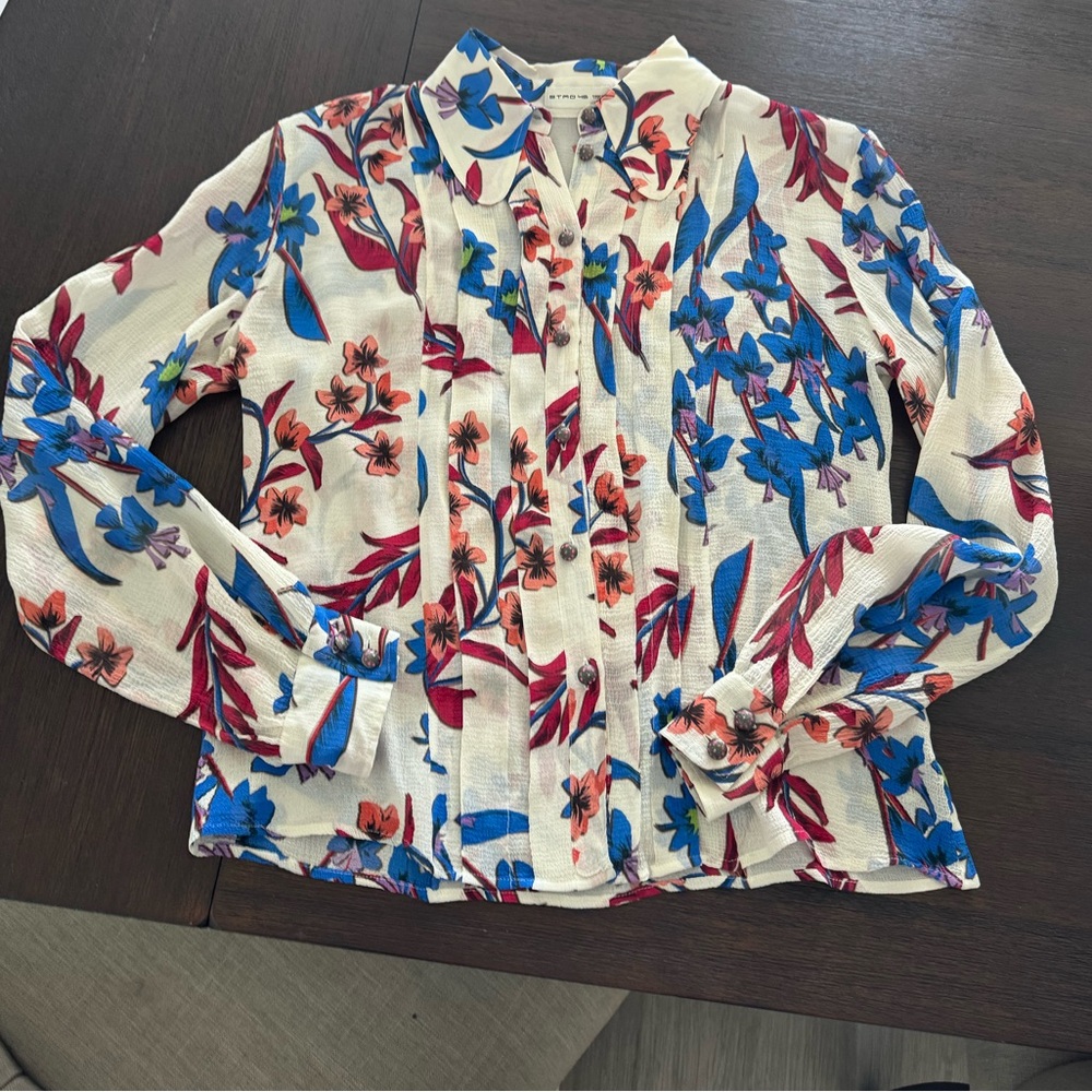 Etro | Pleated Floral Silk Blouse By Etro | Used
